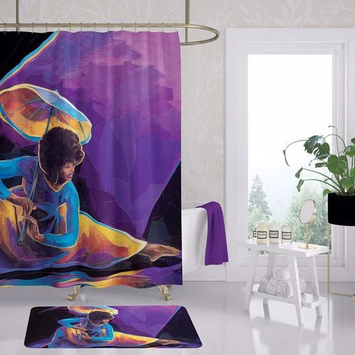 Afro Dancer Shower Curtain & Floor Mat Combo